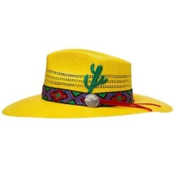 Charlie 1 Horse Mariachi Yellow 3 3/4in. Brim Straw Fashion Hat -Rustic Cowgirl Sales CSMRCI 3436YL 2