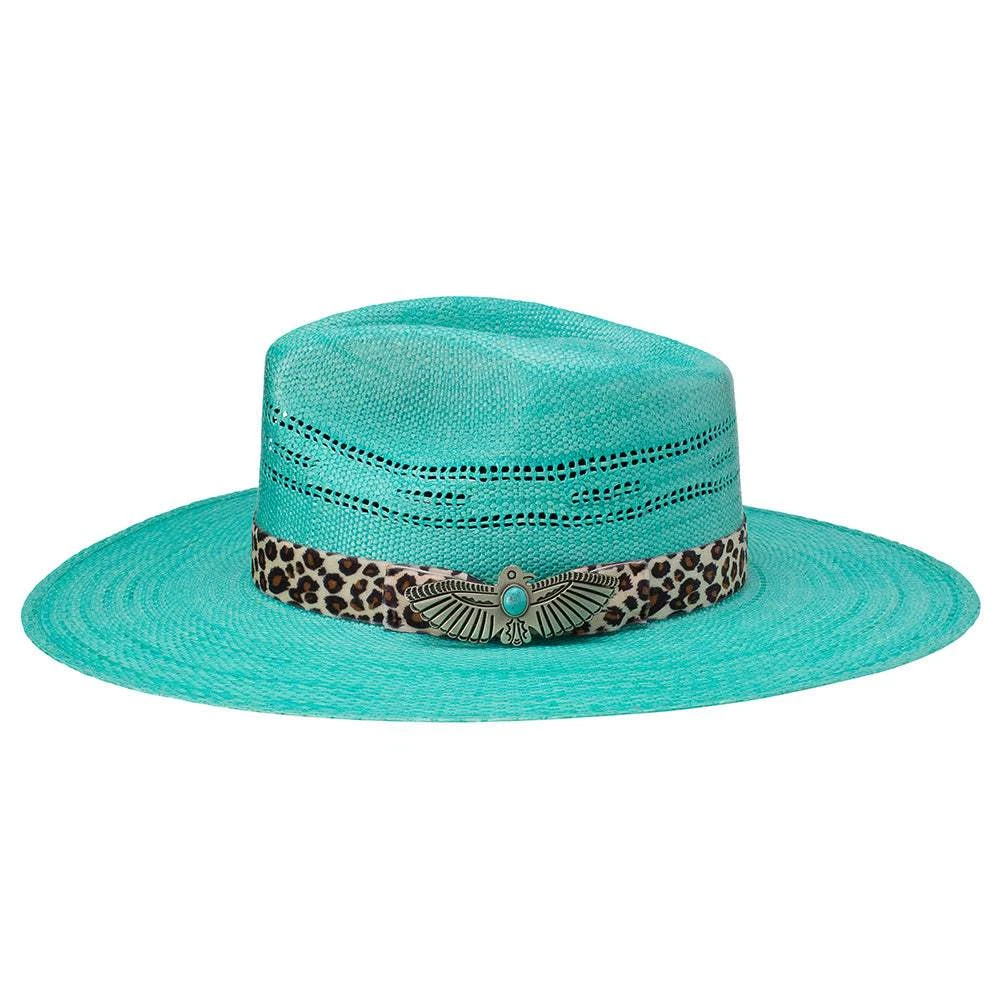 Charlie 1 Horse Right Meow 3 3/4in. Turquoise Straw Fashion Hat 2 Charlie 1 Horse Right Meow 3 3/4in. Turquoise Straw Fashion Hat - Image 2
