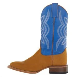 Justin Boots Women's Hayes Tan 11` Blue Square Toe Boot -Rustic Cowgirl Sales JP2601 3