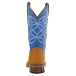 Justin Boots Women's Hayes Tan 11` Blue Square Toe Boot -Rustic Cowgirl Sales JP2601 4