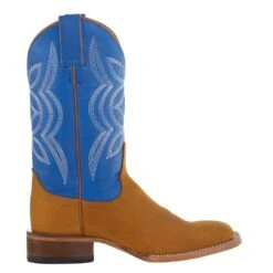 Justin Boots Women's Hayes Tan 11` Blue Square Toe Boot -Rustic Cowgirl Sales JP2601 5