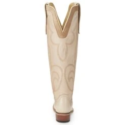 Justin Boots Women's Vintage Verlie Vanilla 17 In Top Round Toe Cowgirl Boot -Rustic Cowgirl Sales JST 006 VN4475