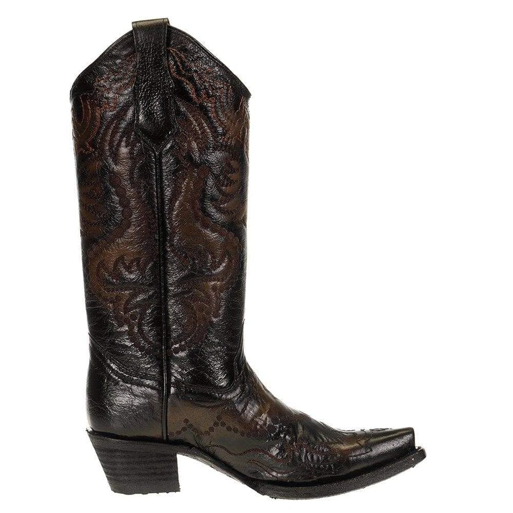 Women's Black And Tan Embroidered Boot 5 Women's Black And Tan Embroidered Boot - Image 5