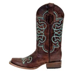 Circle G Women`s Brown W/Turq Stitching 11in Top Boot Western Boot -Rustic Cowgirl Sales L5640 9837