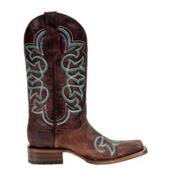 Circle G Women`s Brown W/Turq Stitching 11in Top Boot Western Boot -Rustic Cowgirl Sales L5640 9839