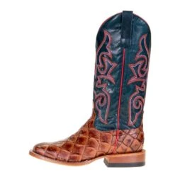 Macie Bean Boots Women`s Cognac Filet Of Fish 13` Navy Explosion Top -Rustic Cowgirl Sales M9156 2