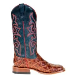 Macie Bean Boots Women`s Cognac Filet Of Fish 13` Navy Explosion Top -Rustic Cowgirl Sales M9156 4