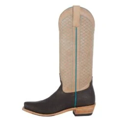 Macie Bean Womens Top Hand Shrunken Grey W/Tan Top Boot -Rustic Cowgirl Sales M9505 3