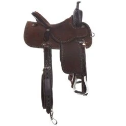 Martin Saddlery Crown C Chocolate Barrel Saddle With Snowflake Tooling -Rustic Cowgirl Sales NRS 97CHSF 1
