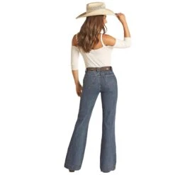 Rock & Roll Denim Women's Front Detail High Rise Trouser -Rustic Cowgirl Sales RRWD5HR0SN 02