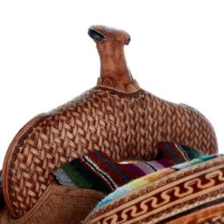 Tough 1 13in. Woven Serape Seat Barrel Saddle -Rustic Cowgirl Sales SR1610 32