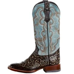 Tanner Mark Boots Women`s Tan Tooled Rustic Brown 13in. Boot -Rustic Cowgirl Sales TML207098 03