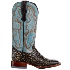 Tanner Mark Boots Women`s Tan Tooled Rustic Brown 13in. Boot -Rustic Cowgirl Sales TML207098 05