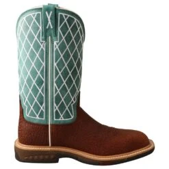 Twisted X Ladies Tobac 11` Turquoise Alloy Toe Square Toe Work Boot -Rustic Cowgirl Sales WXBA002 4